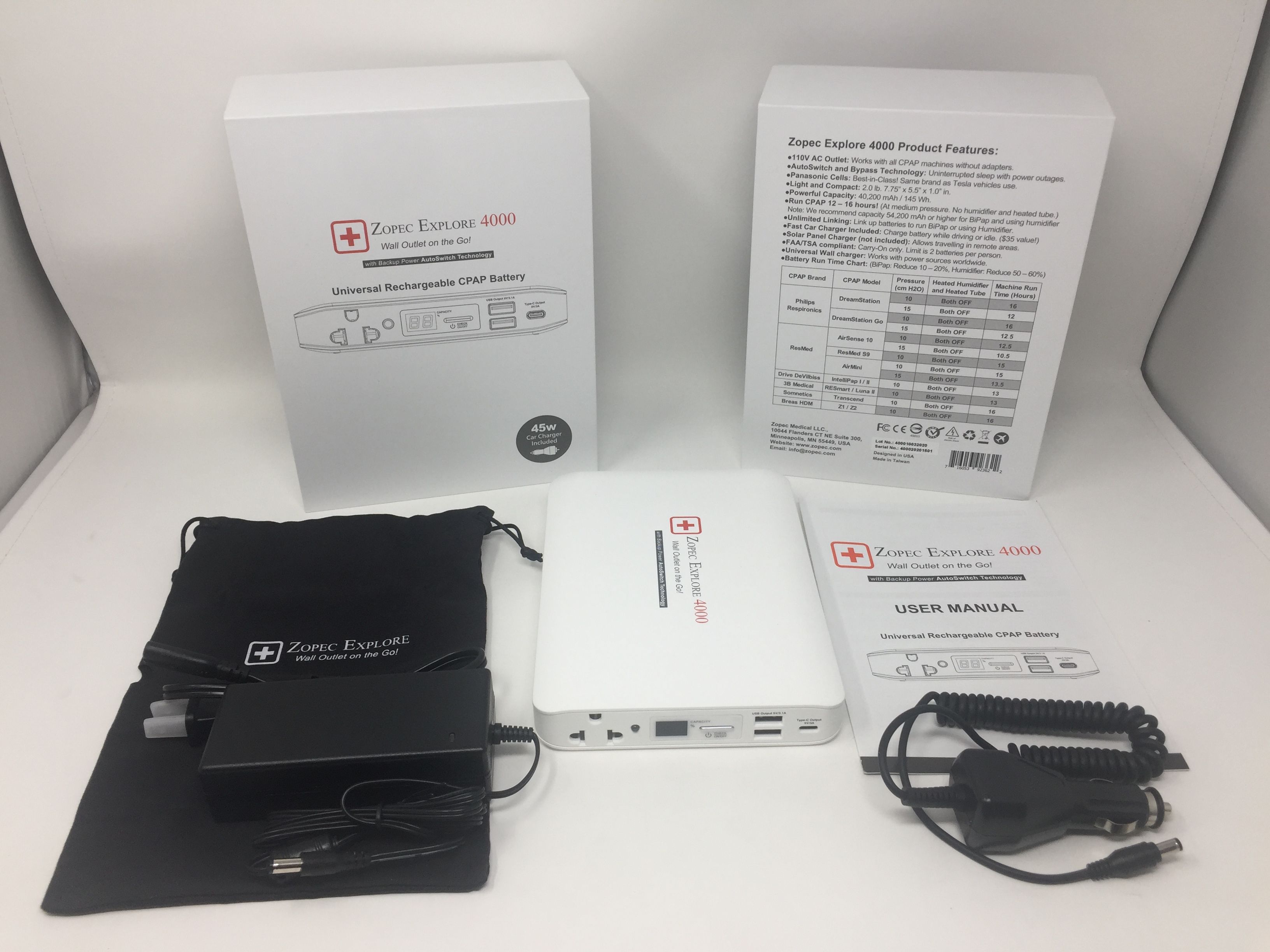 Zopec EXPLORE 4000 Universal CPAP and BiPap UPS Battery - d Zopec EXPLORE 4000 Universal CPAP and BiPap UPS Battery - d